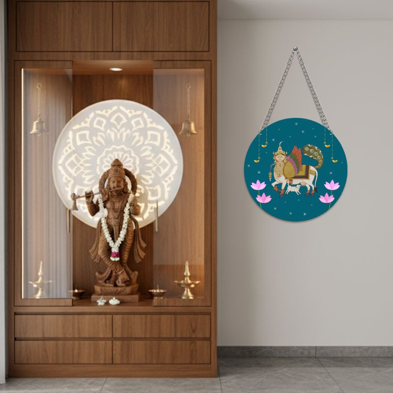 Pichwai Art Wooden Wall Hanging Decoration For Home, Bedroom, Living Room & Hall Traditional Wall Art Modern Decor Diwali Decoration Cow Art Wall Decor